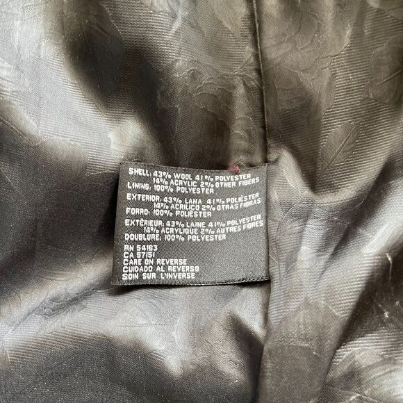 Jessica Simpson Wool Coat Women's XL Plaid Black White Fall Winter Trench - Picture 4 of 10